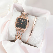 Load image into Gallery viewer, 2pcs Set Casual Women Quartz Watch Square Dial Wristwatch With Alloy Strap Fashion Bracelet Birthday Gift Business For Women

