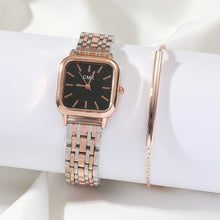 Load image into Gallery viewer, 2pcs Set Casual Women Quartz Watch Square Dial Wristwatch With Alloy Strap Fashion Bracelet Birthday Gift Business For Women
