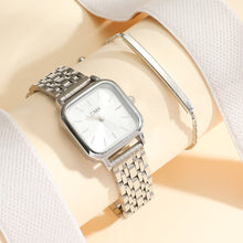 Load image into Gallery viewer, 2pcs Set Casual Women Quartz Watch Square Dial Wristwatch With Alloy Strap Fashion Bracelet Birthday Gift Business For Women
