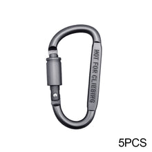 Load image into Gallery viewer, 5PCS Multi-Functional Aluminum Alloy Flat D-Type Mountaineering Buckle With Lock Hook EDC Outdoor Camping Hiking Backpack Quick Hanging Buckle
