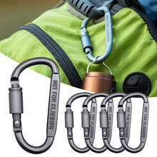 Load image into Gallery viewer, 5PCS Multi-Functional Aluminum Alloy Flat D-Type Mountaineering Buckle With Lock Hook EDC Outdoor Camping Hiking Backpack Quick Hanging Buckle
