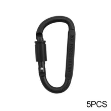 Load image into Gallery viewer, 5PCS Multi-Functional Aluminum Alloy Flat D-Type Mountaineering Buckle With Lock Hook EDC Outdoor Camping Hiking Backpack Quick Hanging Buckle
