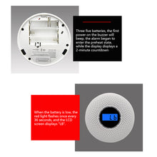 Load image into Gallery viewer, Poisoning Smoke &amp; Carbon Monoxide Detector Combination Smoke CO Sensor Alarm with 3 Color LED Indicator Built in Siren Alert
