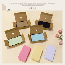 Load image into Gallery viewer, 100pcs/box Kraft Paper Card Color Blank Business Card Message Thank You Card Writing Card Label Bookmark Learning Card
