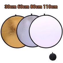 Load image into Gallery viewer, Reflector 5in1 2in1 30CM 60CM 80CM 110CM Silver White Gold Portable Collapsible Soft Light Round Photography for Studio
