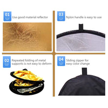 Load image into Gallery viewer, Reflector 5in1 2in1 30CM 60CM 80CM 110CM Silver White Gold Portable Collapsible Soft Light Round Photography for Studio
