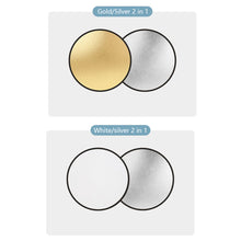 Load image into Gallery viewer, Reflector 5in1 2in1 30CM 60CM 80CM 110CM Silver White Gold Portable Collapsible Soft Light Round Photography for Studio
