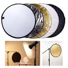 Load image into Gallery viewer, Reflector 5in1 2in1 30CM 60CM 80CM 110CM Silver White Gold Portable Collapsible Soft Light Round Photography for Studio
