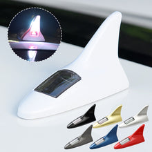 Load image into Gallery viewer, Car Solar Energy Shark Fin Antenna LED Warning Tail Lights 8 LED Auto Roof Decorative Anti-Tailing Flash Strobe Light
