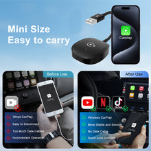 Load image into Gallery viewer, Upgrade Car Adapter Apple CarPlay Wired To Wireless Adapter Mini Box Plug And Play Dongle with Video Function For lPhone Benz Audi Mazda Kia Toyota VW Nissan Subaru
