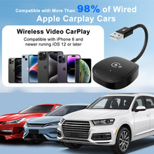 Load image into Gallery viewer, Upgrade Car Adapter Apple CarPlay Wired To Wireless Adapter Mini Box Plug And Play Dongle with Video Function For lPhone Benz Audi Mazda Kia Toyota VW Nissan Subaru
