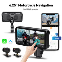 Load image into Gallery viewer, 6.25 inch Wireless Carplay Android Auto Motorcycle GPS Navigation IP67 Waterproof DVR Drive Recorder Moto Monitor WIFI
