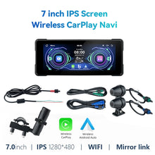 Load image into Gallery viewer, 7.0inch IPS Wireless Motorcycle CarPlay Navigation Android Auto Airplay Motorcycle Wireless Helmet Screen DVR with Dual Bluetooth
