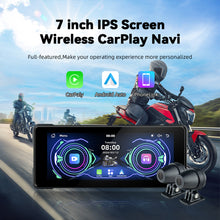 Load image into Gallery viewer, 7.0inch IPS Wireless Motorcycle CarPlay Navigation Android Auto Airplay Motorcycle Wireless Helmet Screen DVR with Dual Bluetooth
