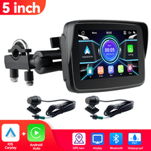 Load image into Gallery viewer, 5inch IPS Screen Portable Motorcycle Navigation Apple CarPlay Android Auto Display Screen Motorcycle Wireless Monitor Bluetooth Waterproof IP67

