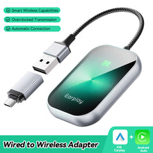 Load image into Gallery viewer, 2in 1 Car Android Auto Wireless Carplay Wired To Wireless Adapter Smart Carplay Plug And Play Ai Box Adapter For lPhone Car
