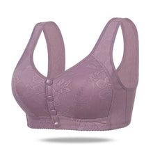Load image into Gallery viewer, Soft Cotton Cup Front Button Middle-aged And Elderly Underwear Breathable Wide Shoulder Strap Jacquard Underwear Without Underwire
