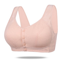 Load image into Gallery viewer, Soft Cotton Cup Front Button Middle-aged And Elderly Underwear Breathable Wide Shoulder Strap Jacquard Underwear Without Underwire
