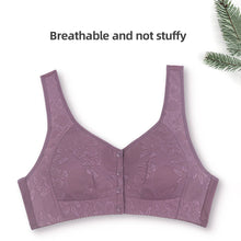 Load image into Gallery viewer, Soft Cotton Cup Front Button Middle-aged And Elderly Underwear Breathable Wide Shoulder Strap Jacquard Underwear Without Underwire
