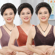Load image into Gallery viewer, Lace Front Button Underwear Comfortable Soft Cotton Cup Vest Type Middle-aged And Elderly Without Underwire Underwear
