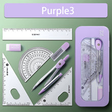 Load image into Gallery viewer, 7pcs Geometric Mathematical Drawing Tool Set Multi-functional Compass Protractor Ruler Eraser
