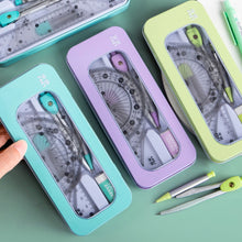 Load image into Gallery viewer, 7pcs Geometric Mathematical Drawing Tool Set Multi-functional Compass Protractor Ruler Eraser
