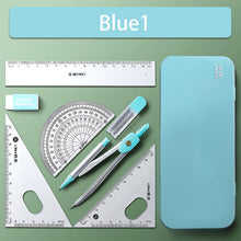 Load image into Gallery viewer, 7pcs Geometric Mathematical Drawing Tool Set Multi-functional Compass Protractor Ruler Eraser
