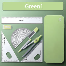 Load image into Gallery viewer, 7pcs Geometric Mathematical Drawing Tool Set Multi-functional Compass Protractor Ruler Eraser

