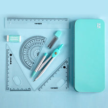 Load image into Gallery viewer, 7pcs Geometric Mathematical Drawing Tool Set Multi-functional Compass Protractor Ruler Eraser
