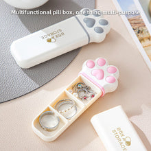 Load image into Gallery viewer, Creative Mini Cat Claw Pill Box Portable Moisture-proof Triple Grid Medicine Box Daily Medication Jewelry Storage Box
