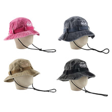 Load image into Gallery viewer, Western Women Cowboy Hats with String Vintage Embroidered Bucket Hats For Female Anti-UV Protection Fisherman Hats Camping Hiking Mountaineering Hats
