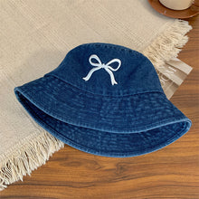 Load image into Gallery viewer, Cowboy Bucket Hat For Women Embroidery Bow Tie Fisherman Hat Fashion Outdoor Casual Cap Washed Denim Hat Travel Sunscreen Gift
