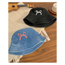 Load image into Gallery viewer, Cowboy Bucket Hat For Women Embroidery Bow Tie Fisherman Hat Fashion Outdoor Casual Cap Washed Denim Hat Travel Sunscreen Gift
