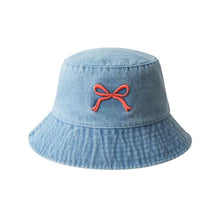 Load image into Gallery viewer, Cowboy Bucket Hat For Women Embroidery Bow Tie Fisherman Hat Fashion Outdoor Casual Cap Washed Denim Hat Travel Sunscreen Gift
