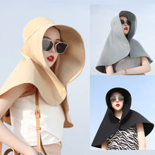 Load image into Gallery viewer, Women Large Brim Sun Hat Bucket Cap with Neck Flap Full Protection Anti-UV Outdoor Hats Solid Color Ponytail Cap Travel Female Gift

