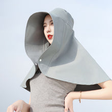 Load image into Gallery viewer, Women Large Brim Sun Hat Bucket Cap with Neck Flap Full Protection Anti-UV Outdoor Hats Solid Color Ponytail Cap Travel Female Gift
