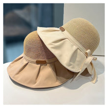 Load image into Gallery viewer, Sun Hat Women's Hollow Breathable Sunshade Hat Adjustable Bow Tie Fisherman Hat Foldable UV Protection Sunscreen Hat Travel Female Gift
