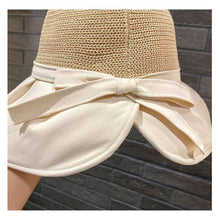 Load image into Gallery viewer, Sun Hat Women's Hollow Breathable Sunshade Hat Adjustable Bow Tie Fisherman Hat Foldable UV Protection Sunscreen Hat Travel Female Gift
