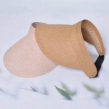 Load image into Gallery viewer, Sun Hat For Women Fashion Wide Brim Straw Hat Empty Top UV Protection Casual Hat Outdoor Sports Sunscreen Visor Hat Ponytail Beach Cap
