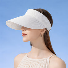 Load image into Gallery viewer, Sun Hat For Women Fashion Wide Brim Straw Hat Empty Top UV Protection Casual Hat Outdoor Sports Sunscreen Visor Hat Ponytail Beach Cap
