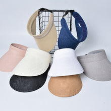 Load image into Gallery viewer, Sun Hat For Women Fashion Wide Brim Straw Hat Empty Top UV Protection Casual Hat Outdoor Sports Sunscreen Visor Hat Ponytail Beach Cap
