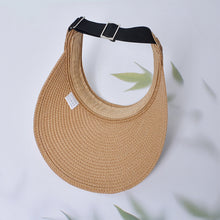 Load image into Gallery viewer, Sun Hat For Women Fashion Wide Brim Straw Hat Empty Top UV Protection Casual Hat Outdoor Sports Sunscreen Visor Hat Ponytail Beach Cap
