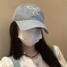 Load image into Gallery viewer, Bowknot Embroidery Baseball Hat For Women Solid Color Sweet Girl Peaked Cap Outdoor Sun Protection Duck Tongue Caps Soft Casual Hat
