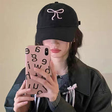 Load image into Gallery viewer, Bowknot Embroidery Baseball Hat For Women Solid Color Sweet Girl Peaked Cap Outdoor Sun Protection Duck Tongue Caps Soft Casual Hat
