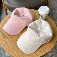 Load image into Gallery viewer, Bowknot Embroidery Baseball Hat For Women Solid Color Sweet Girl Peaked Cap Outdoor Sun Protection Duck Tongue Caps Soft Casual Hat
