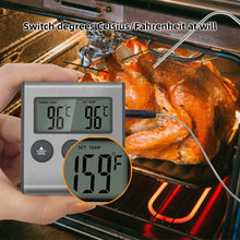 Load image into Gallery viewer, Digital Remote Wireless Food Kitchen Oven Thermometer Probe For BBQ Grill Oven Meat Timer Temperature Manually Set
