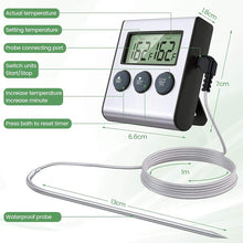 Load image into Gallery viewer, Digital Remote Wireless Food Kitchen Oven Thermometer Probe For BBQ Grill Oven Meat Timer Temperature Manually Set
