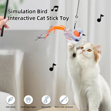 Load image into Gallery viewer, Funny Feather Cat Plush Teaser Wand with Bell Pet Interactive Feather Toys Cat Stick Toy for Kitten Catching Toy Playing Teaser Cat Supplies
