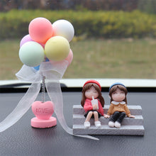 Load image into Gallery viewer, 2Pcs/Set Car Dashboard Doll Creative Little Girls with Balloon Grass Pad Steps Ornament Decoration with Bench Auto Interior Accessories for Gift Girl Women
