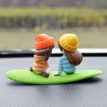 Load image into Gallery viewer, 2Pcs/Set Car Dashboard Doll Creative Little Girls with Balloon Grass Pad Steps Ornament Decoration with Bench Auto Interior Accessories for Gift Girl Women
